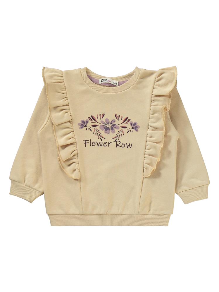 Civil Girls Flower Row Baskılı 2-5 Yaş Eşofman Takımı - Lila