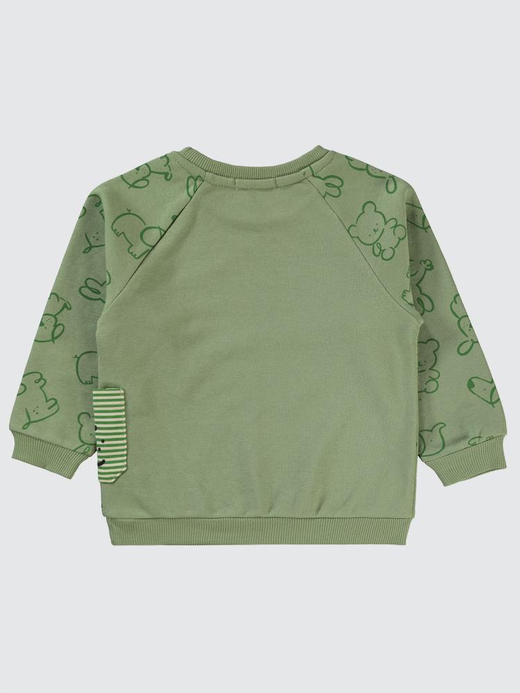 Civil Boys Hayvan Baskılı 2-5 Yaş Sweatshirt - Haki