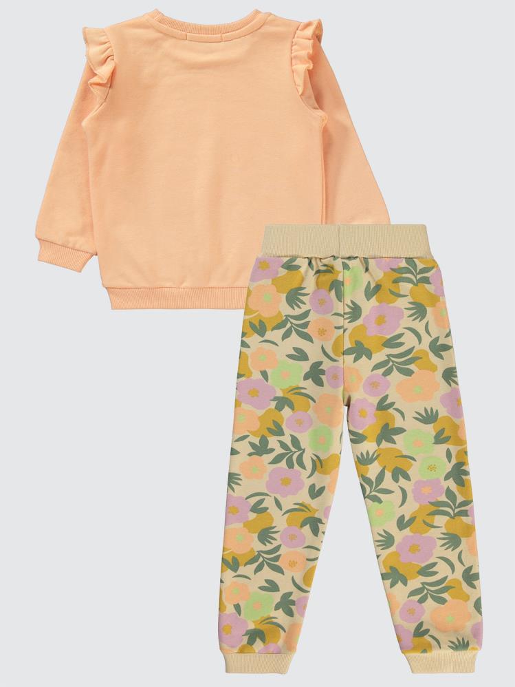 Civil Girls Floral Baskılı 2-5 Yaş Eşofman Takımı - Pudra