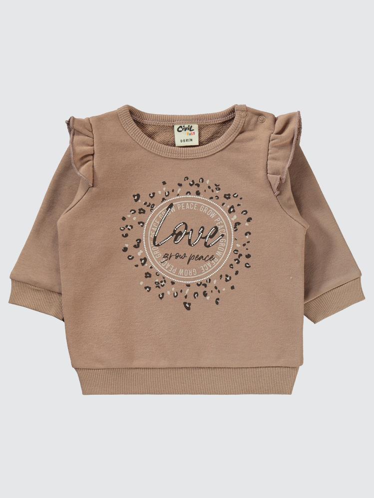 Civil Baby Love Baskılı 6-18 Ay Takım - Kahverengi