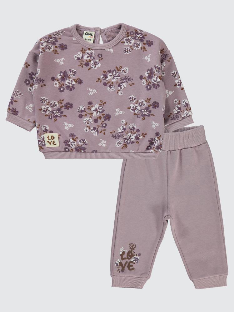Civil Baby Çiçek Baskılı 6-18 Ay Takım - Lila
