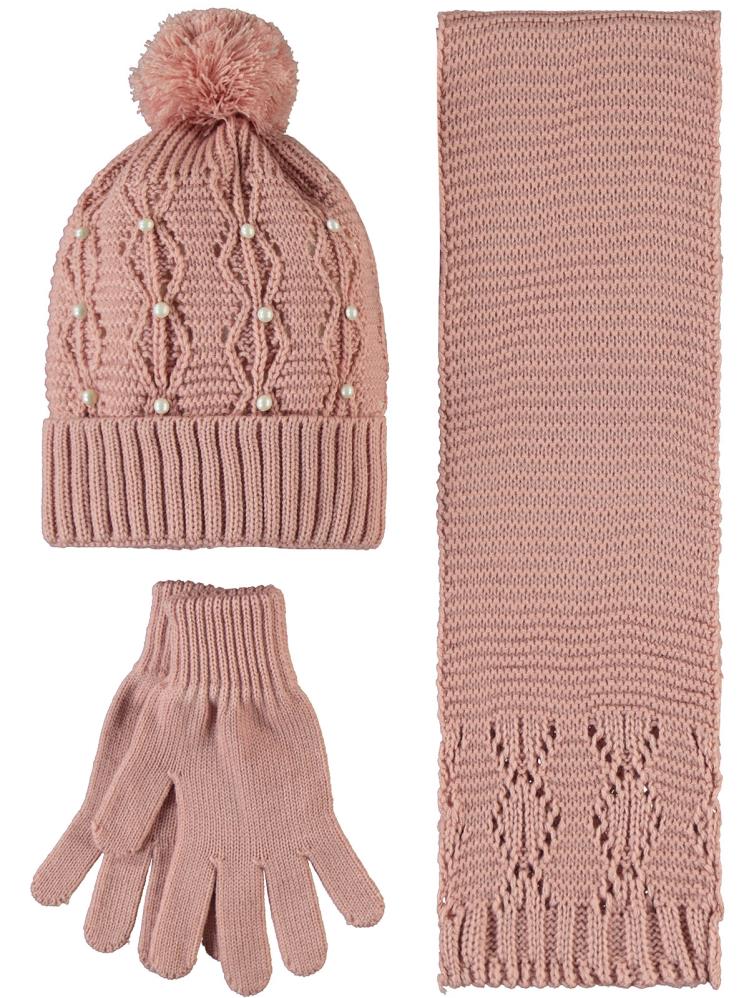 Civil Girls Garson 10-13 Yaş Atkı Bere Eldiven Set - Pembe
