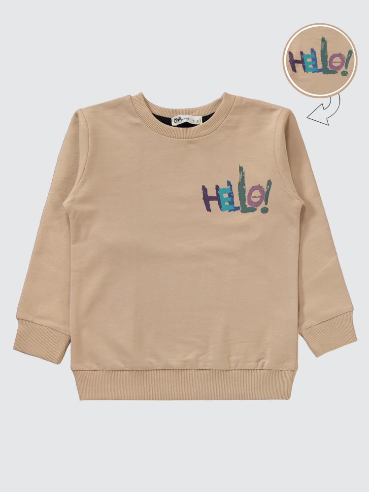 Civil Boys Hello Baskılı 2-5 Yaş Eşofman Takımı - Bej