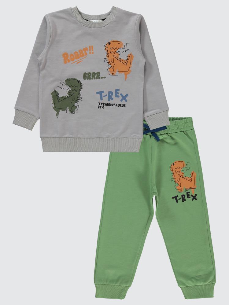 Civil Boys Trex Baskılı 2-5 Yaş Eşofman Takımı - Gri