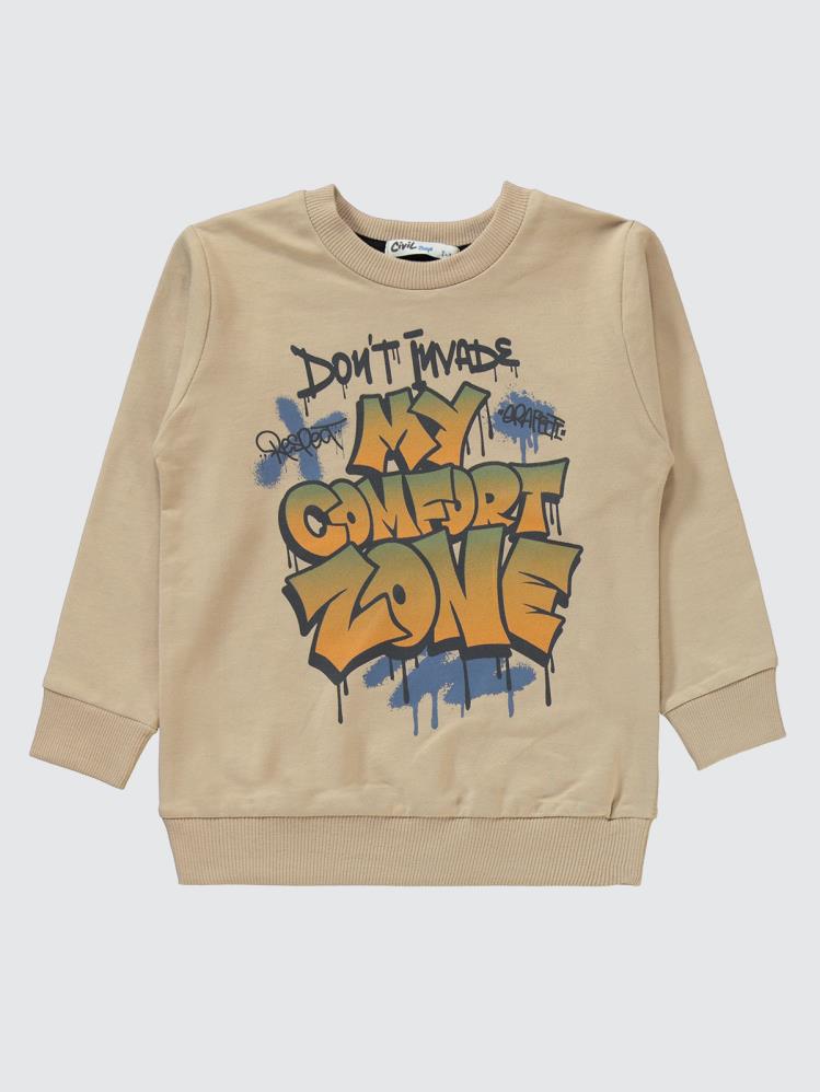 Civil Boys My Comfort Zone Baskılı 2-5 Yaş Eşofman Takımı - Bej