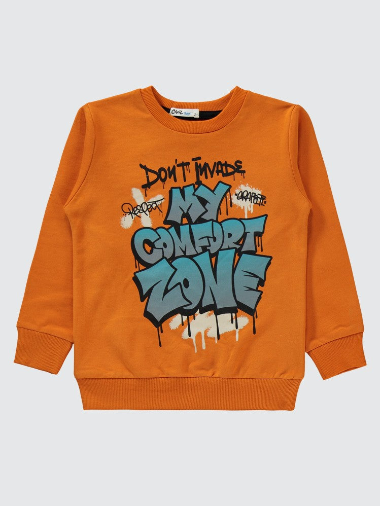 Civil Boys My Comfort Zone Baskılı 2-5 Yaş Eşofman Takımı - Turuncu