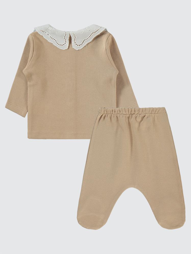 Civil Baby Yaka Dantelli 1-6 Ay Pijama Takımı - Bej