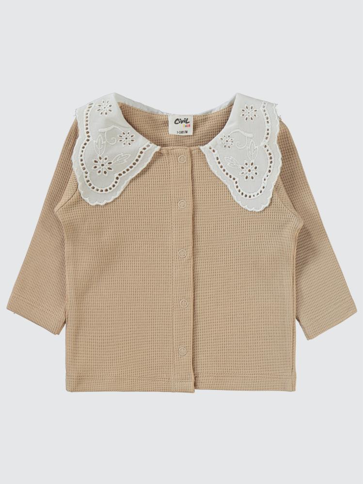 Civil Baby Yaka Dantelli 1-6 Ay Pijama Takımı - Bej