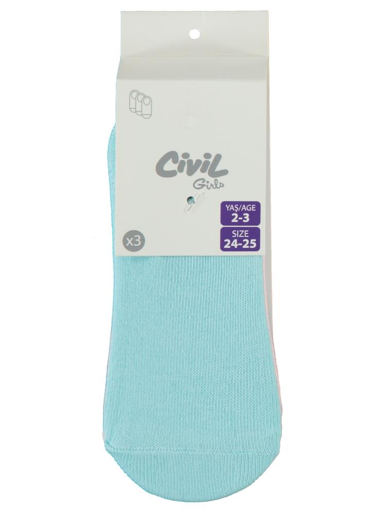 Civil Girls Düz 3'lü 2-12 Yaş Babet Çorap