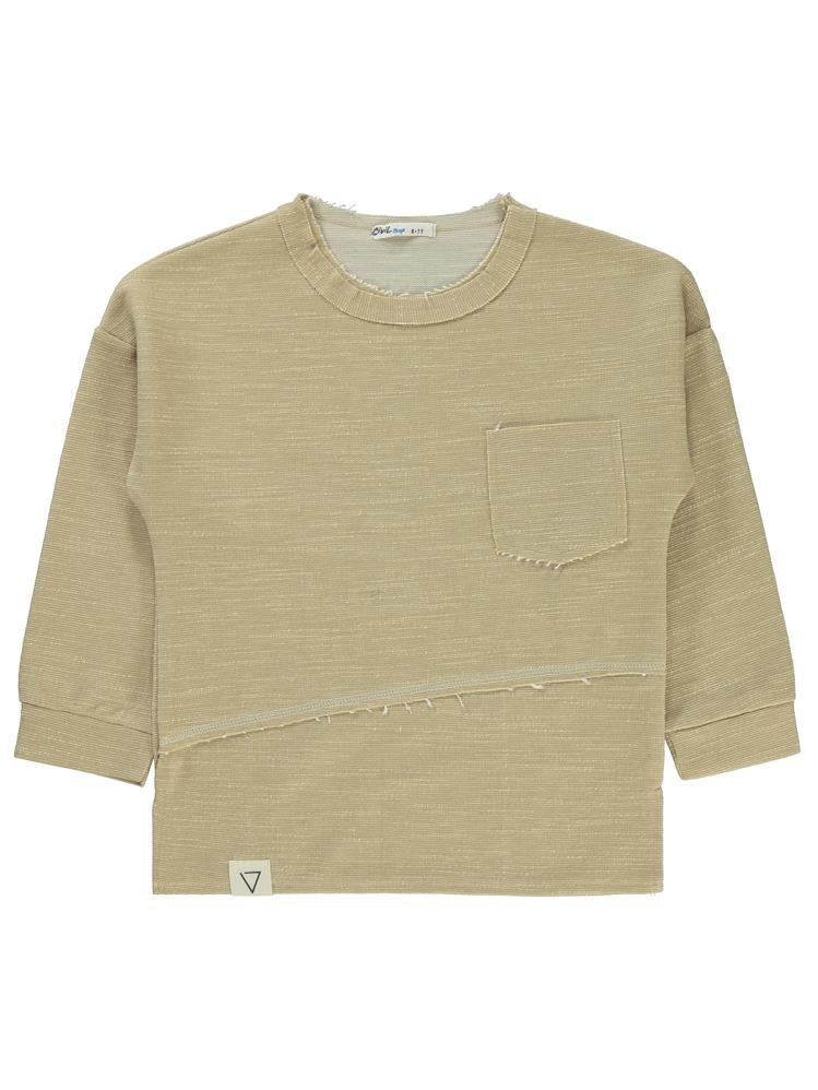 Civil Boys Düz Cepli 6-9 Yaş Sweatshirt - Ekru