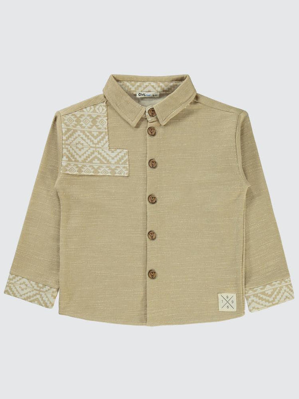 Civil Boys Parça Etnik Desenli 6-9 Yaş Gömlek - Ekru