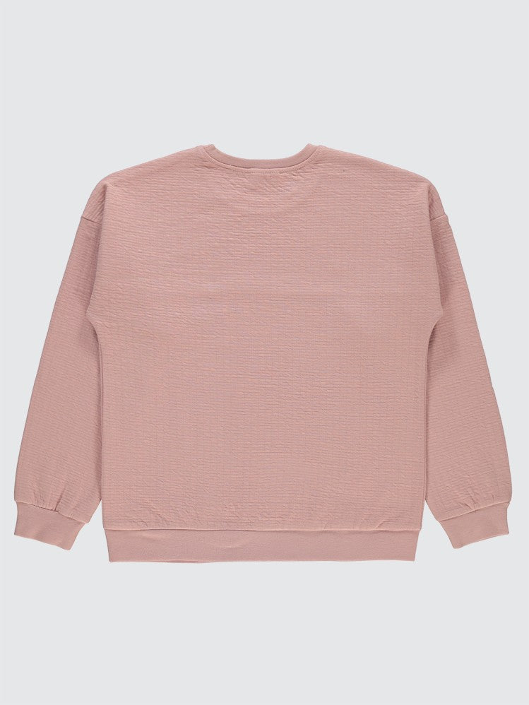 Civil Girls Kalp Baskılı 10-13 Yaş Sweatshirt - Pudra