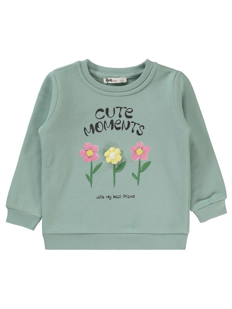 Civil Girls Moment Baskılı 2-5 Yaş Sweatshirt - Yeşil
