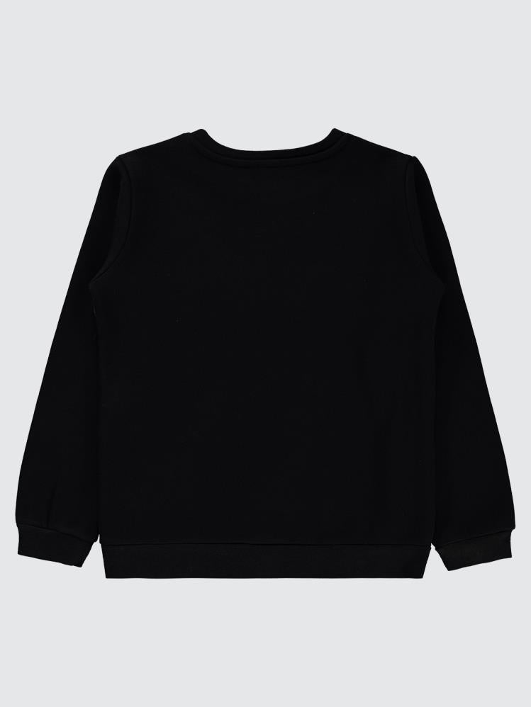 Civil Girls Etnik Desenli 10-13 Yaş Sweatshirt - Siyah