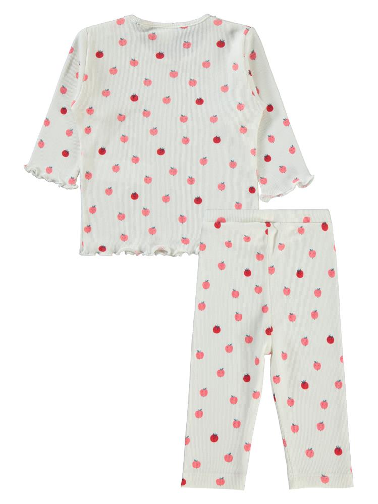 Civil Baby Elma Desenli 6-18 Ay Takım - Ekru
