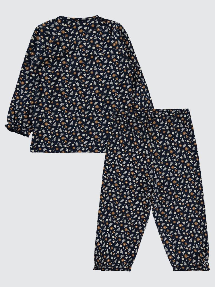 Civil Baby Kalp ve Yaprak Desenli 6-18 Ay Takım - Lacivert