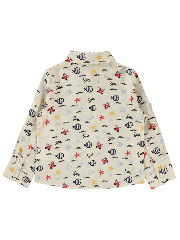 Civil Boys Su Altı Hayvanları Baskılı 2-5 Yaş Gömlek - Ekru