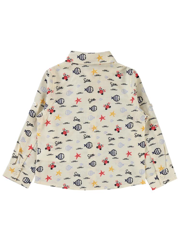 Civil Boys Su Altı Hayvanları Baskılı 2-5 Yaş Gömlek - Ekru