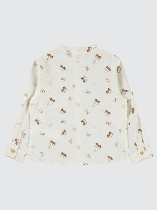 Civil Boys Araba Baskılı 2-5 Yaş Gömlek - Kahverengi