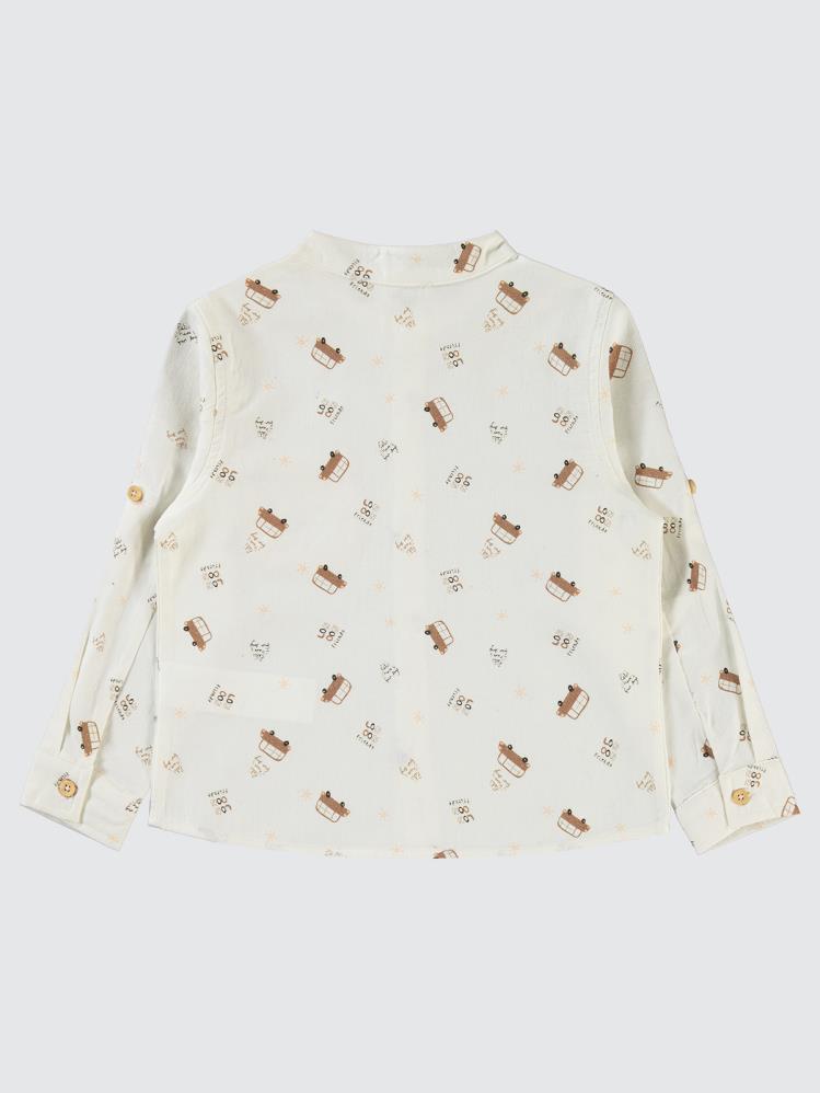 Civil Boys Araba Baskılı 2-5 Yaş Gömlek - Kahverengi