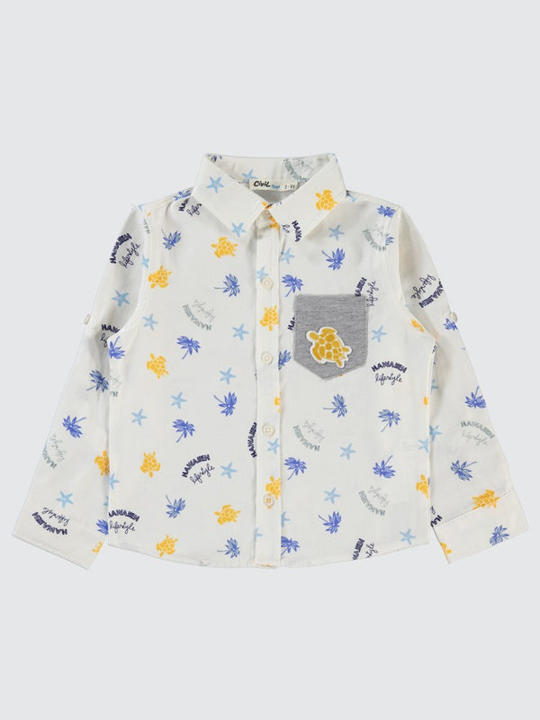 Civil Boys Su Kaplumbağası Baskılı 2-5 Yaş Gömlek - Lacivert