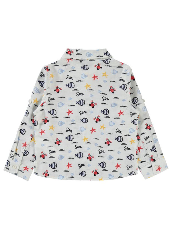 Civil Boys Su Altı Hayvanları Baskılı 2-5 Yaş Gömlek - Yeşil