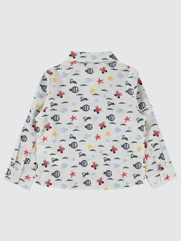 Civil Boys Su Altı Hayvanları Baskılı 2-5 Yaş Gömlek - Yeşil