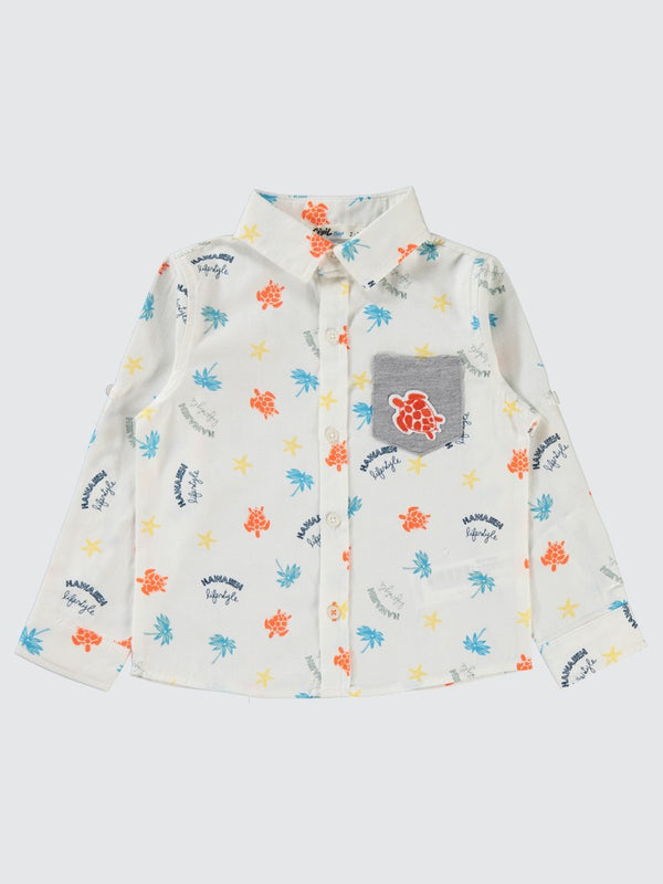 Civil Boys Su Kaplumbağası Baskılı 2-5 Yaş Gömlek - Mavi