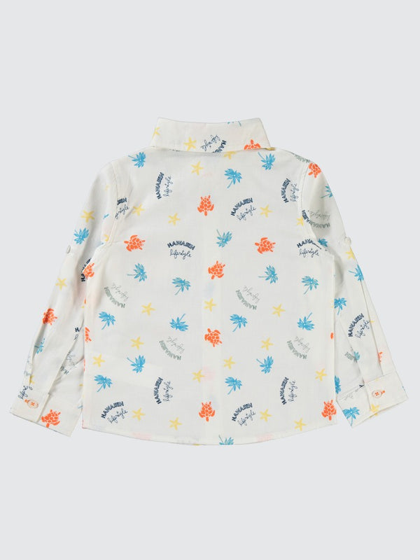 Civil Boys Su Kaplumbağası Baskılı 2-5 Yaş Gömlek - Mavi