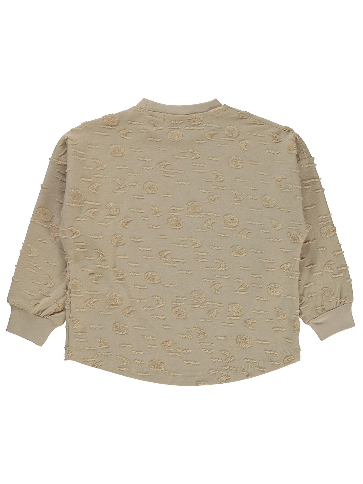 Civil Erkek Çocuk Ay Desenli Sweatshirt | Jakarlı Süprem Uzun Kol | Okul Kreş ve Günlük Kullanım - Bej