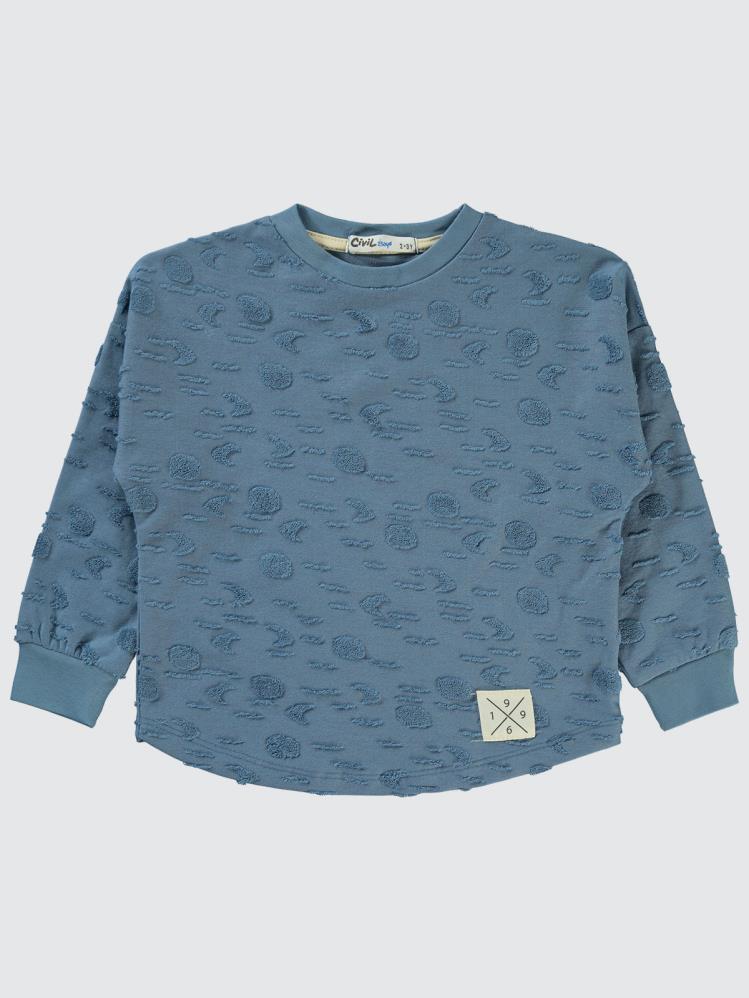 Civil Boys Ay Desenli 2-5 Yaş Sweatshirt - Mavi