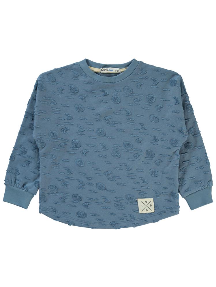 Civil Boys Ay Desenli 2-5 Yaş Sweatshirt - Mavi