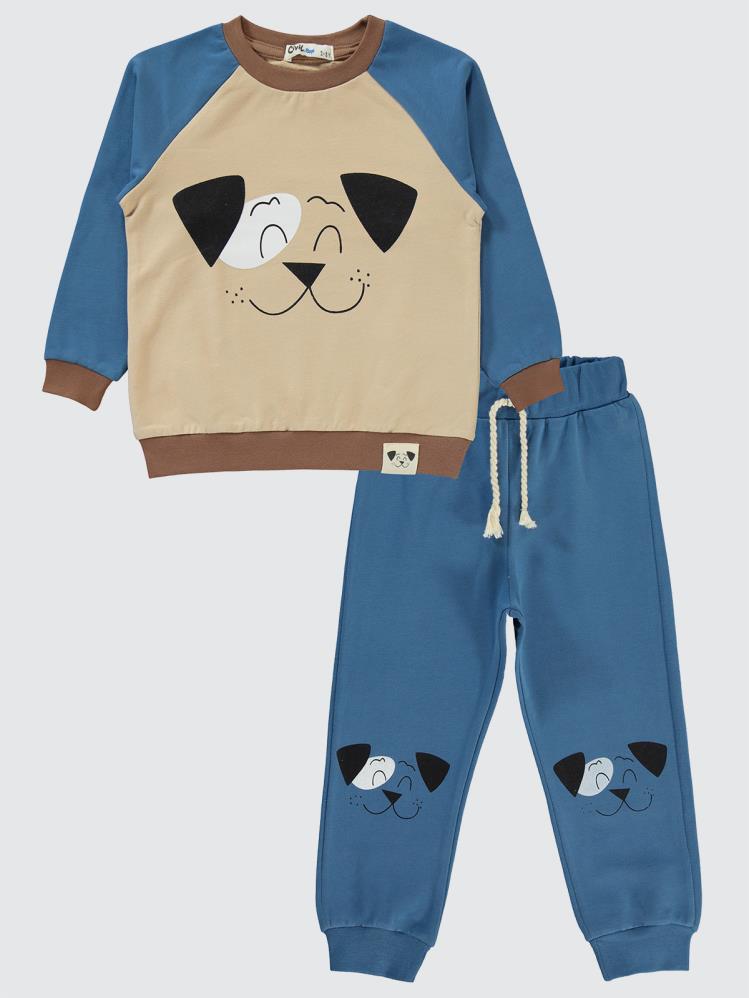 Civil Boys Cool Dog Baskılı 2-5 Yaş Eşofman Takımı - Mavi