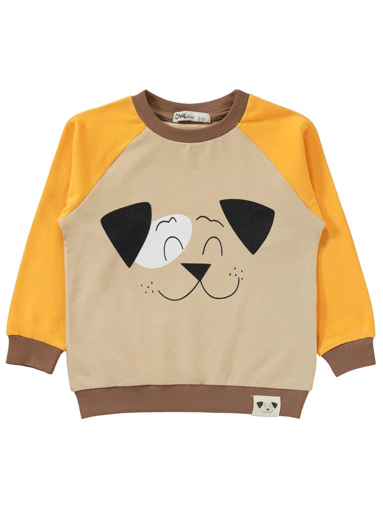 Civil Boys Cool Dog Baskılı 2-5 Yaş Eşofman Takımı - Sarı
