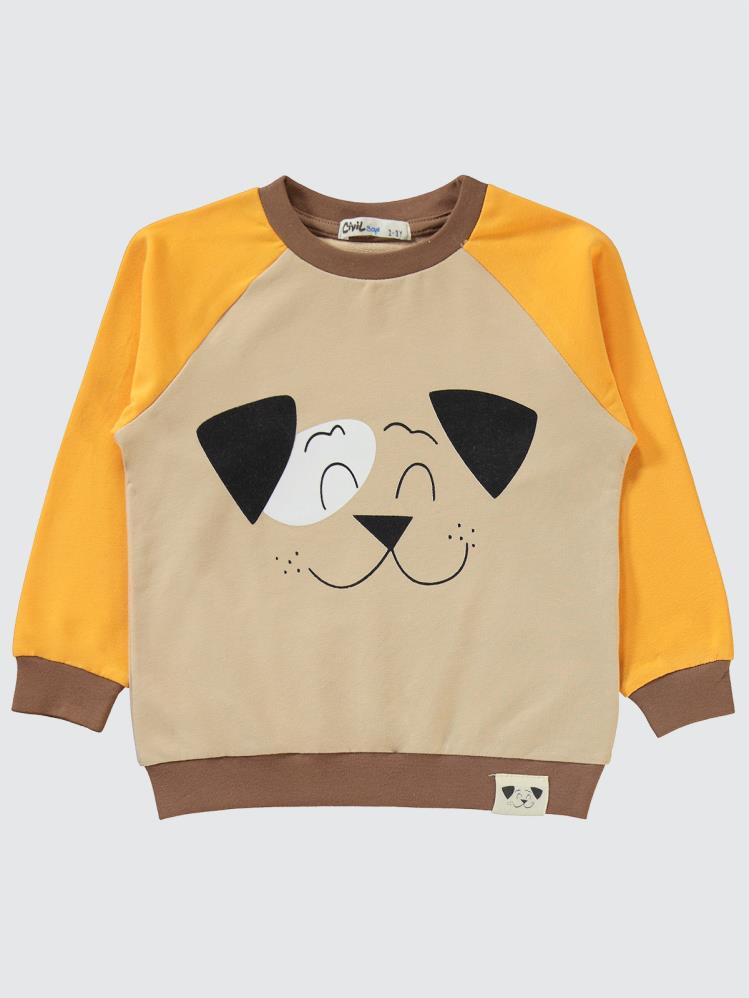 Civil Boys Cool Dog Baskılı 2-5 Yaş Eşofman Takımı - Sarı