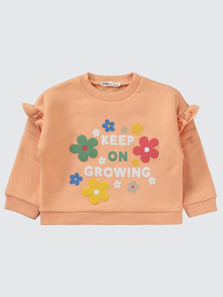 Civil Girls Keep Growing Baskılı 2-5 Yaş Eşofman Takımı - Pudra