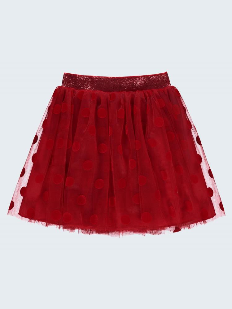 Civil Girls Flok Puanlı Tütü 4-9 Yaş Etek - Kırmızı