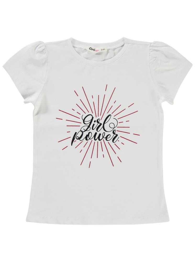 Civil Girls Girl Power 4-9 Yaş Tişört - Beyaz