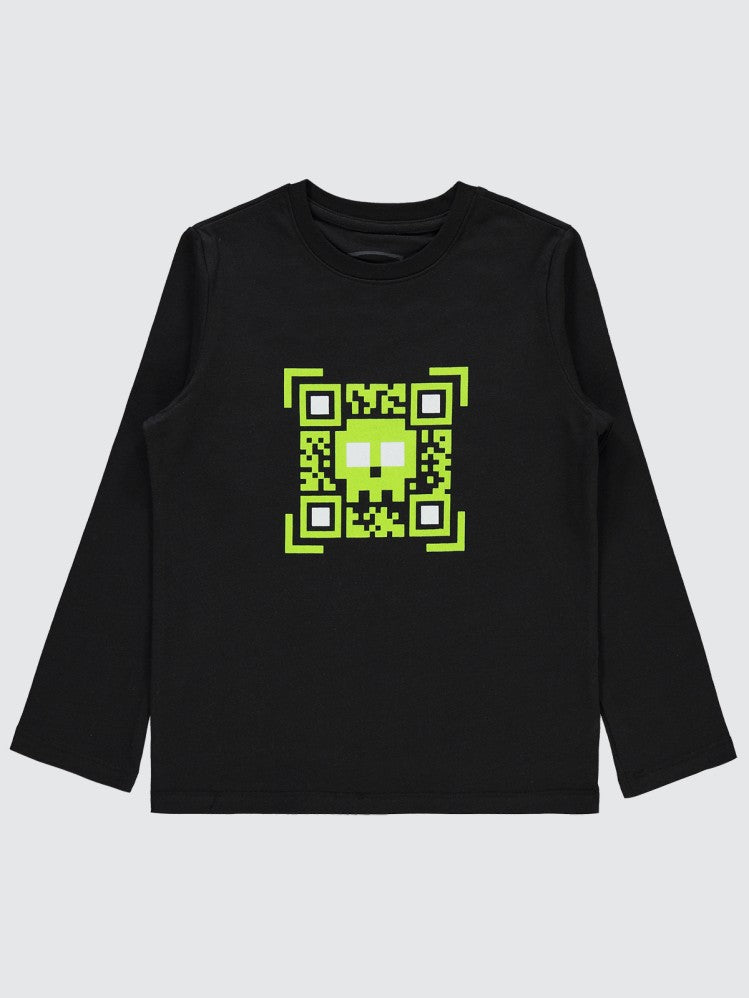Civil Boys Skull Baskılı 6-9 Yaş Sweatshirt - Siyah