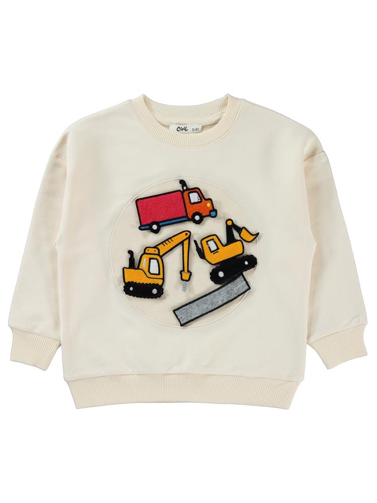 Civil Düz 3-7 Yaş Sweatshirt - Fil Dişi