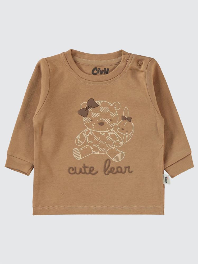Civil Baby Cute Bear Baskılı 6-18 Sweatshirt - Kahverengi