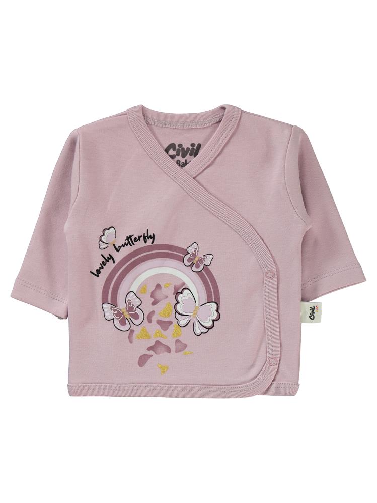 Civil Baby Butterfly Baskılı 4'li Zıbın Takımları - Lila