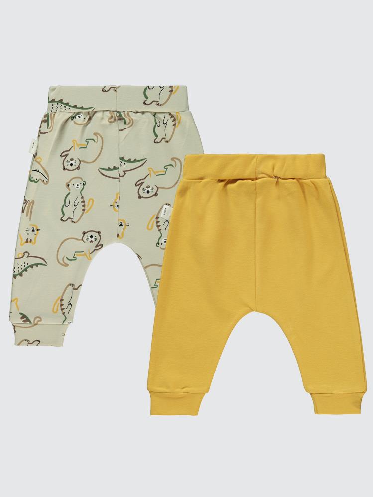 Civil Baby Renkli Hayvanlar Baskılı 6-18 Tek Alt Bebe - Hardal