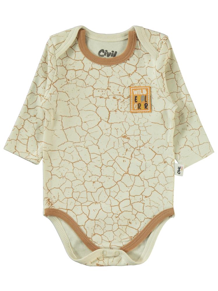 Civil Baby Crack Pattern Baskılı 3'lü 6-18 Takım - Kahverengi