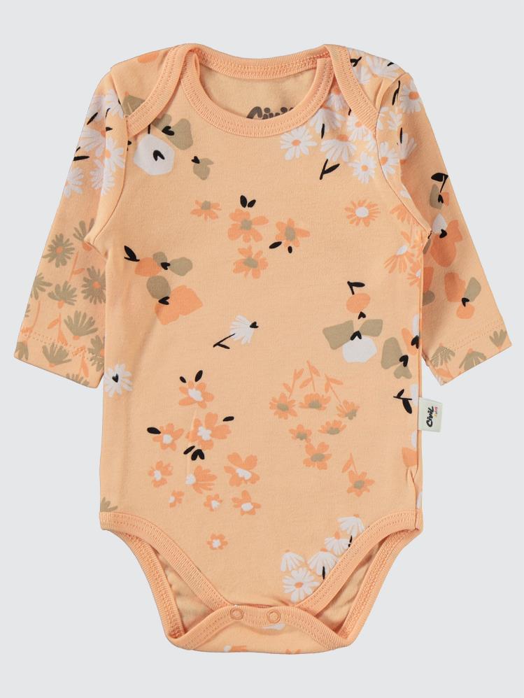 Civil Baby Flowery Baskılı 3-18 Çıtçıtlı Badi - Pudra