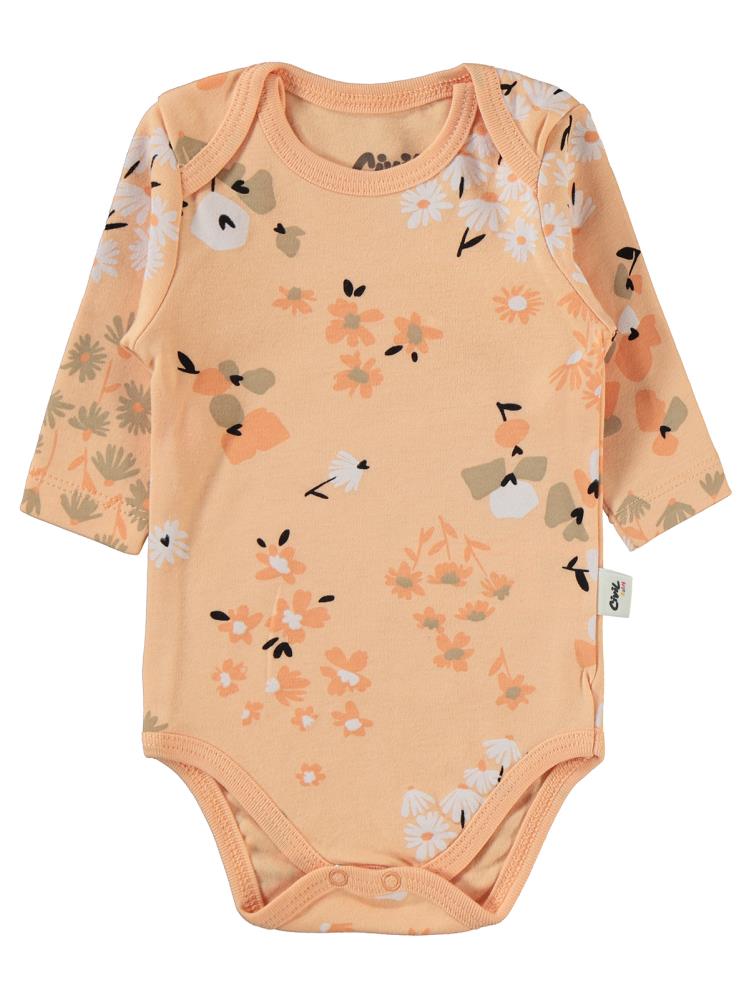 Civil Baby Flowery Baskılı 3-18 Çıtçıtlı Badi - Pudra