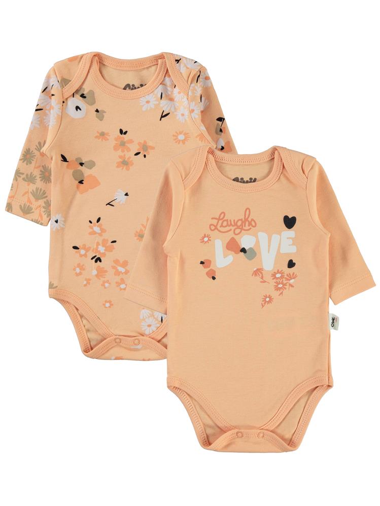Civil Baby Flowery Baskılı 3-18 Çıtçıtlı Badi - Pudra