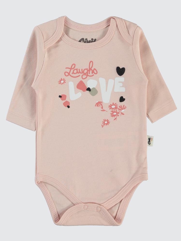 Civil Baby Flowery Baskılı 3-18 Çıtçıtlı Badi - Pudra