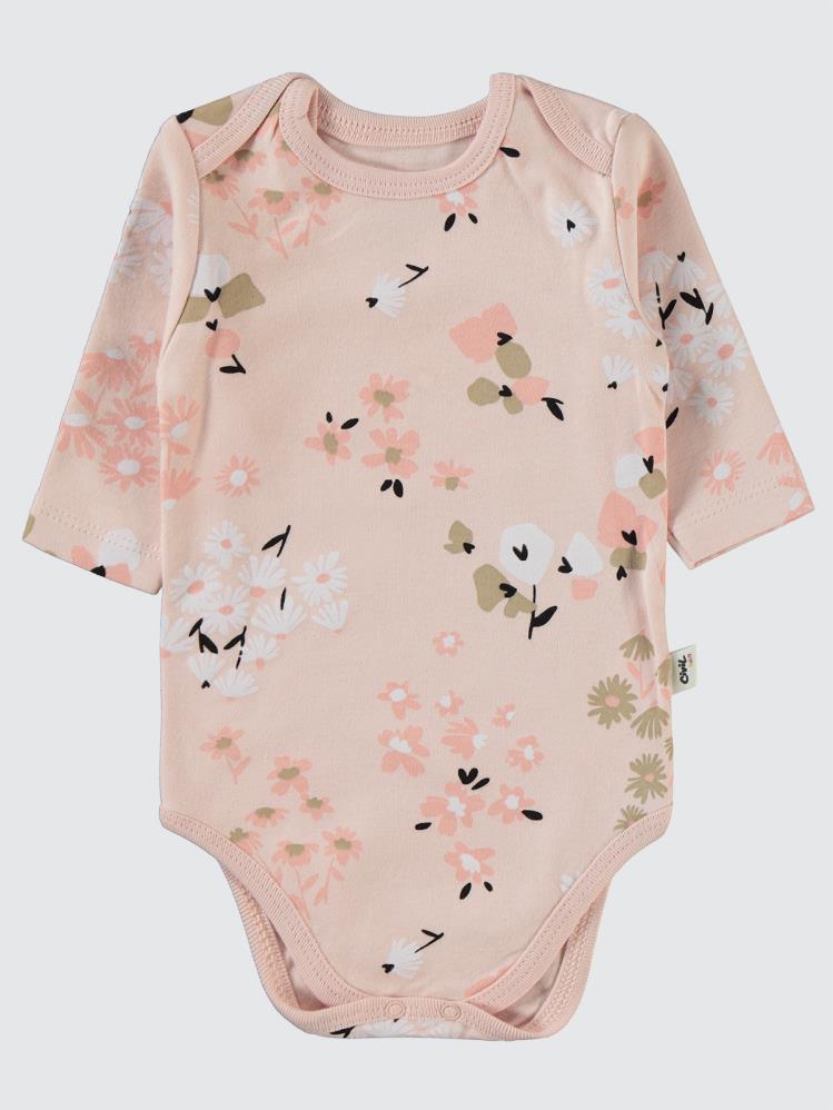 Civil Baby Flowery Baskılı 3-18 Çıtçıtlı Badi - Pudra