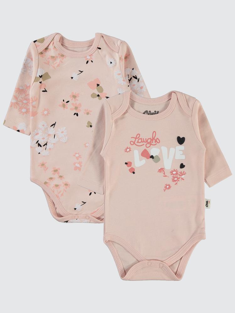 Civil Baby Flowery Baskılı 3-18 Çıtçıtlı Badi - Pudra